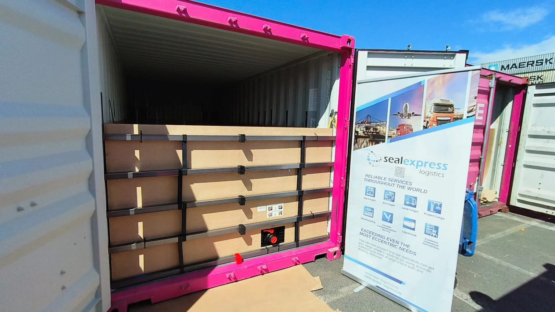 Flexitank loaded inside a shipping container, SEAL Express Logistics